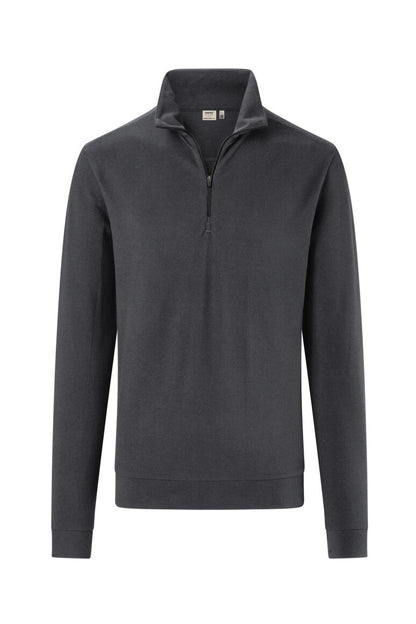 HAKRO Zip-Longsleeve Piqué MIKRALINAR® ECO - Karbongrau - 1
