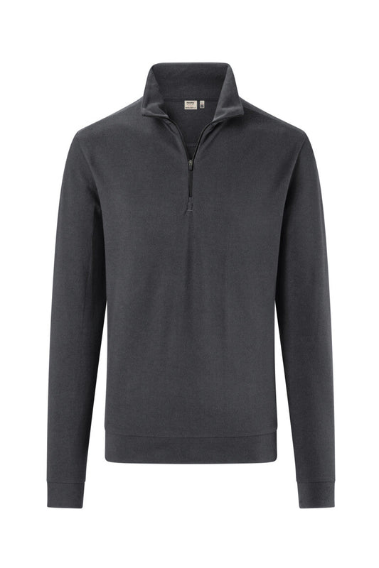 HAKRO Zip-Longsleeve Piqué MIKRALINAR® ECO - Karbongrau - 1