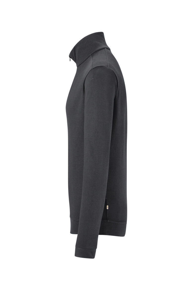 HAKRO Zip-Longsleeve Piqué MIKRALINAR® ECO - Karbongrau - 2
