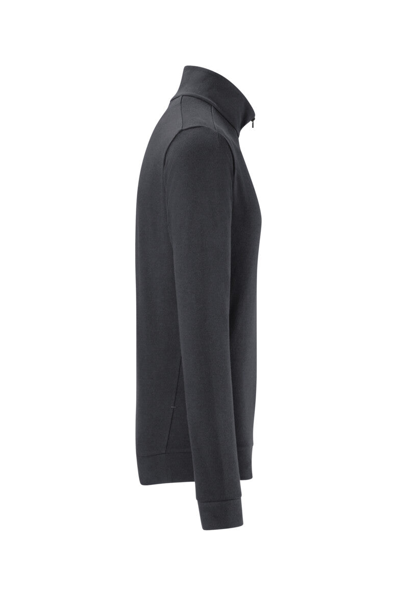HAKRO Zip-Longsleeve Piqué MIKRALINAR® ECO - Karbongrau - 4