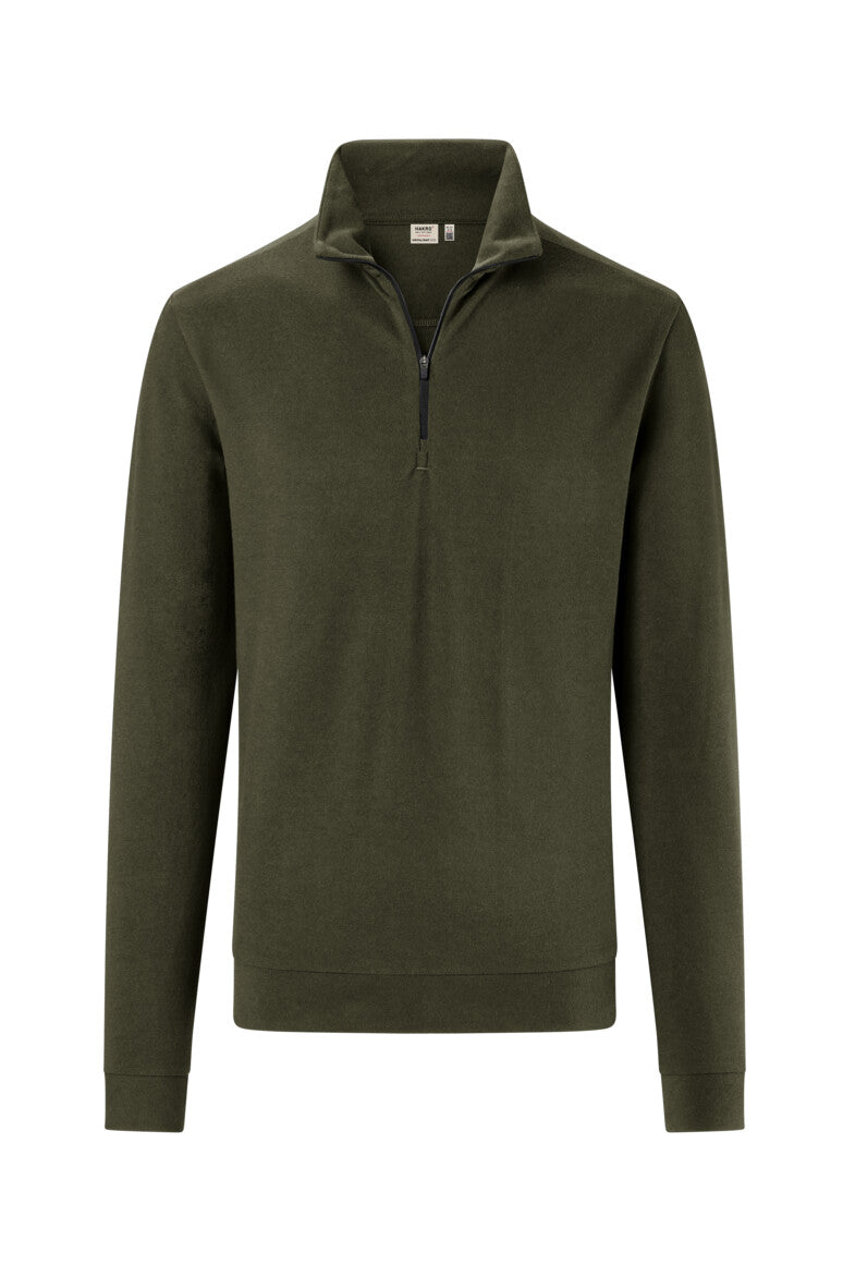 HAKRO Zip-Longsleeve Piqué MIKRALINAR® ECO - Olive - 1