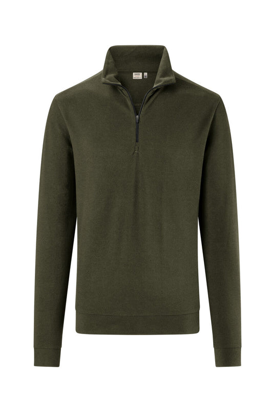 HAKRO Zip-Longsleeve Piqué MIKRALINAR® ECO - Olive - 1