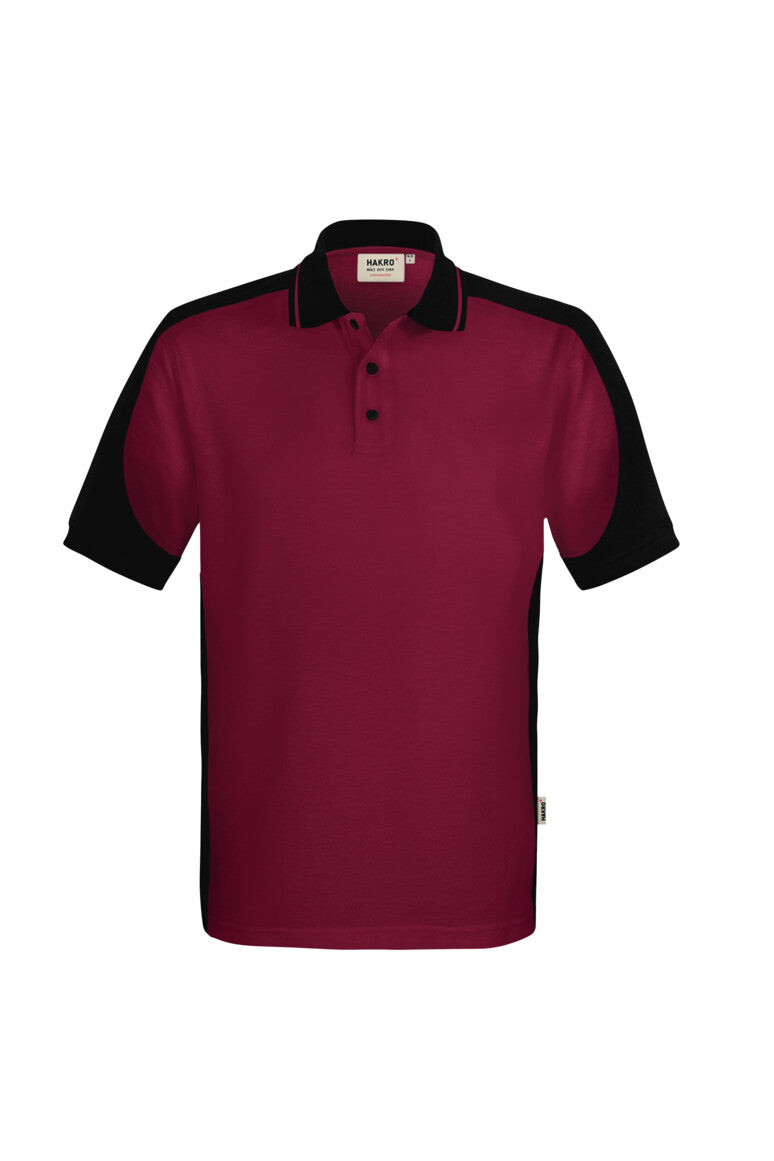 HAKRO Poloshirt Contrast  MIKRALINAR® ECO - Weinrot/schwarz - 1