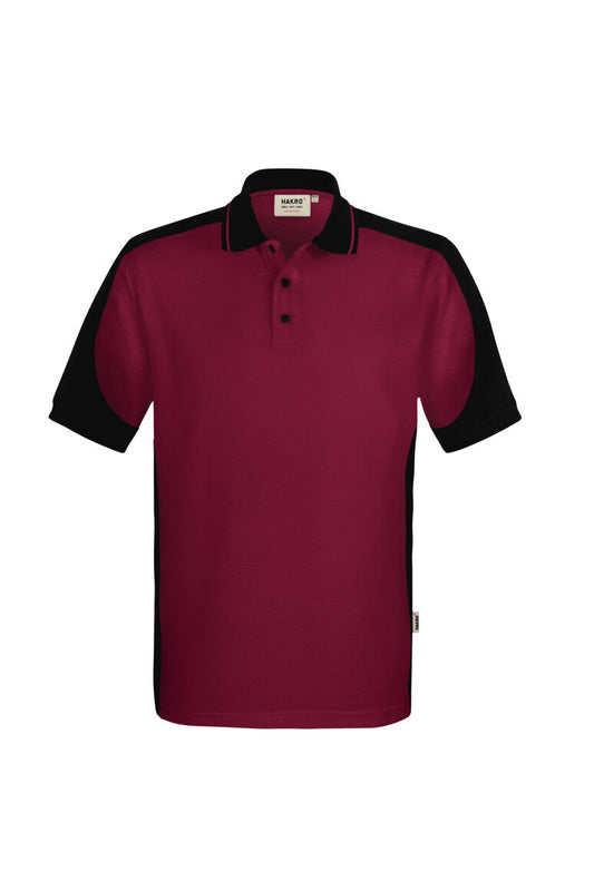 HAKRO Poloshirt Contrast  MIKRALINAR® ECO - Weinrot/schwarz - 1
