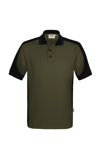 HAKRO Poloshirt Contrast  MIKRALINAR® ECO - Olive/schwarz - 1