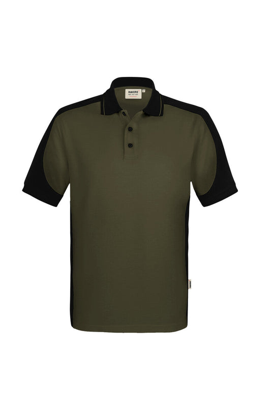 HAKRO Poloshirt Contrast  MIKRALINAR® ECO - Olive/schwarz - 1