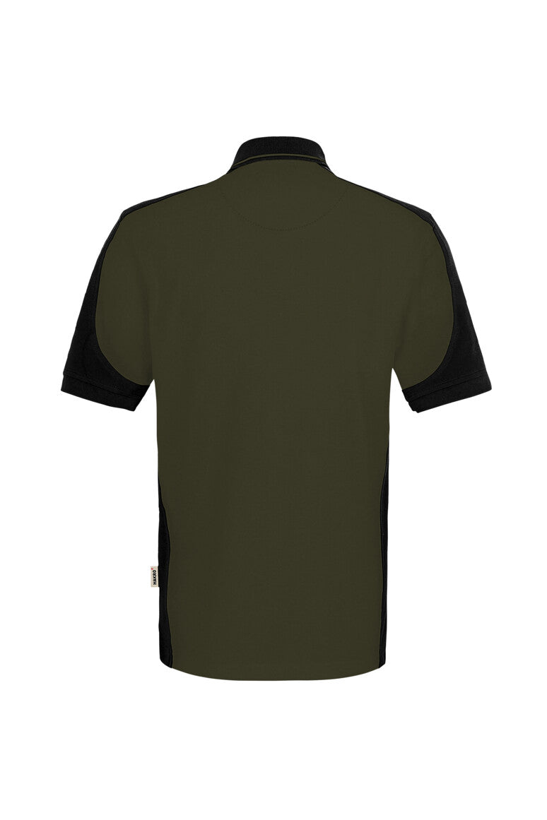 HAKRO Poloshirt Contrast  MIKRALINAR® ECO - Olive/schwarz - 3
