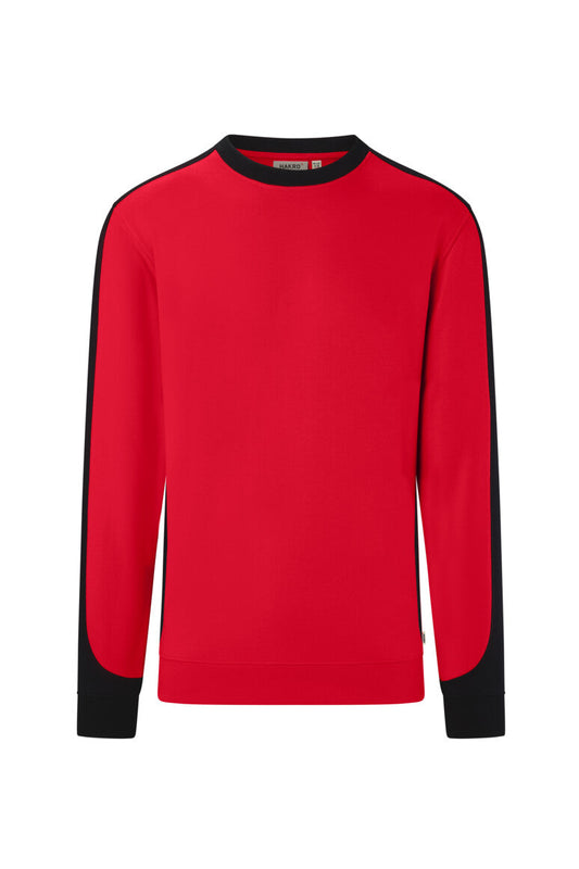 HAKRO Sweatshirt Contrast MIKRALINAR® ECO - Rot/schwarz - 1