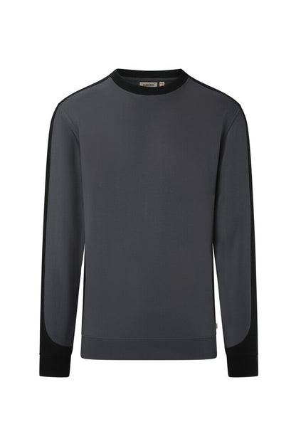 HAKRO Sweatshirt Contrast MIKRALINAR® ECO - Karbongrau/schwarz - 1
