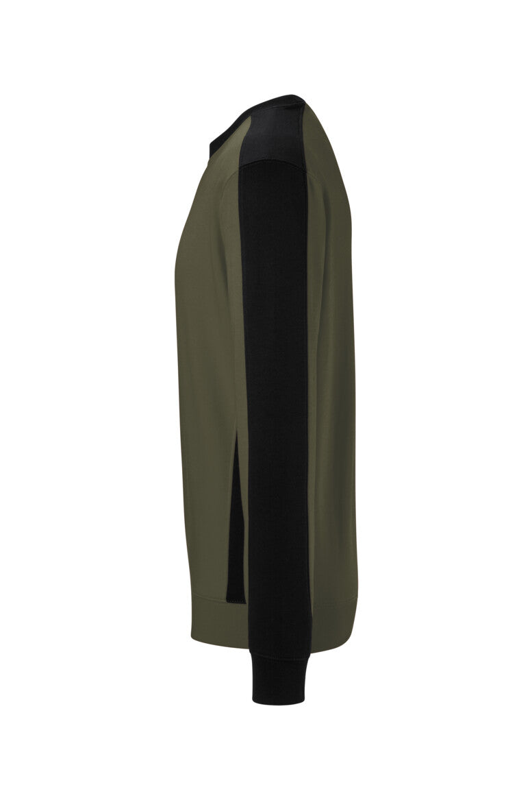 HAKRO Sweatshirt Contrast MIKRALINAR® ECO - Olive/schwarz - 2