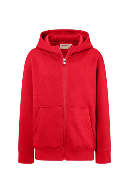 HAKRO Kinder Kapuzen-Sweatjacke Bio-Baumwolle - Rot - 1