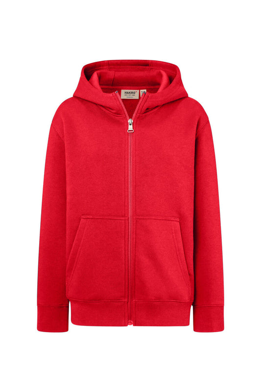 HAKRO Kinder Kapuzen-Sweatjacke Bio-Baumwolle - Rot - 1