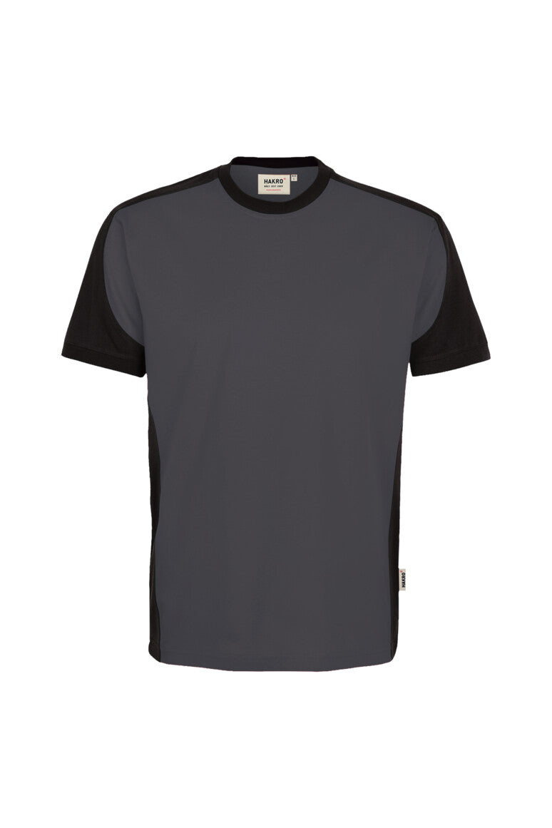 HAKRO T-Shirt Contrast MIKRALINAR® ECO - Karbongrau/schwarz - 1