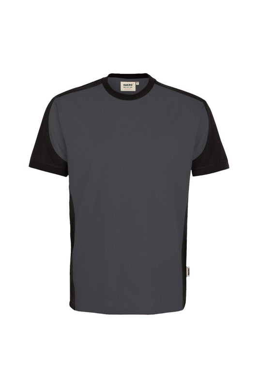 HAKRO T-Shirt Contrast MIKRALINAR® ECO - Karbongrau/schwarz - 1
