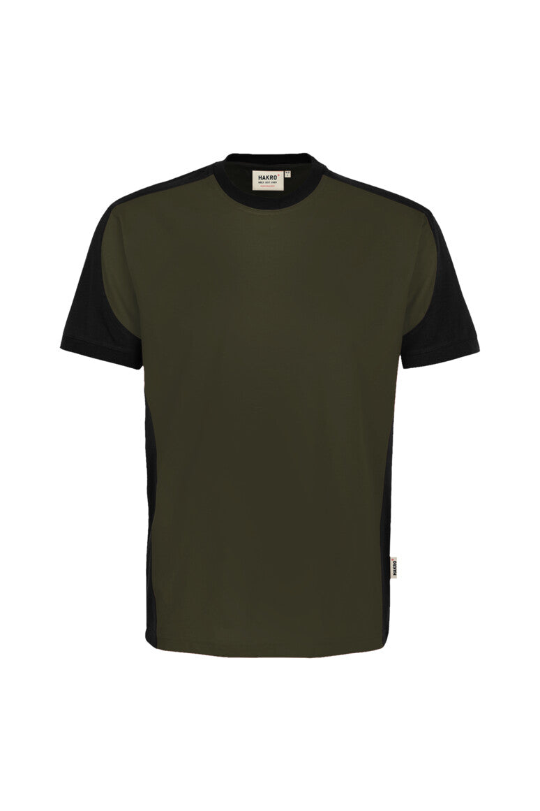 HAKRO T-Shirt Contrast MIKRALINAR® ECO - Olive/schwarz - 1