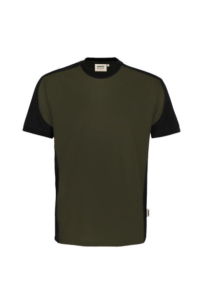HAKRO T-Shirt Contrast MIKRALINAR® ECO - Olive/schwarz - 1