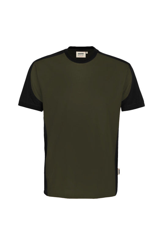HAKRO T-Shirt Contrast MIKRALINAR® ECO - Olive/schwarz - 1
