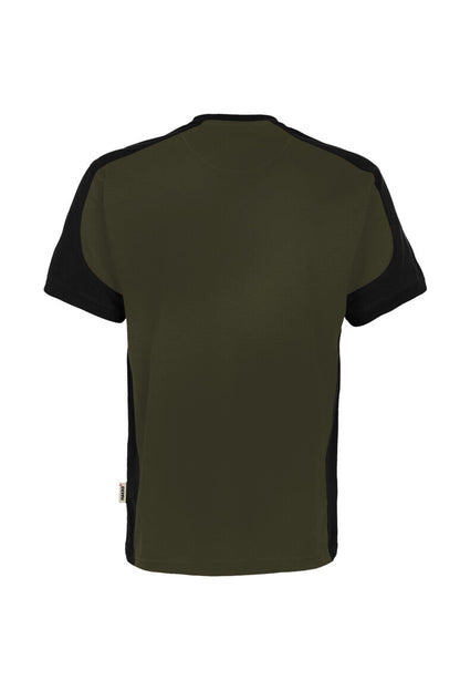 HAKRO T-Shirt Contrast MIKRALINAR® ECO - Olive/schwarz - 3