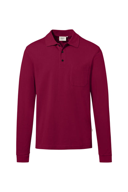 HAKRO Pocket-Longsleeve-Polo MIKRALINAR® ECO - Weinrot - 1
