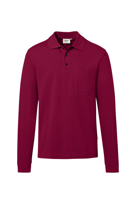 HAKRO Pocket-Longsleeve-Polo MIKRALINAR® ECO - Weinrot - 1