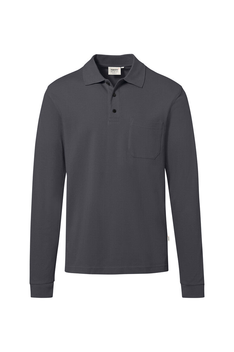 HAKRO Pocket-Longsleeve-Polo MIKRALINAR® ECO - Karbongrau - 1