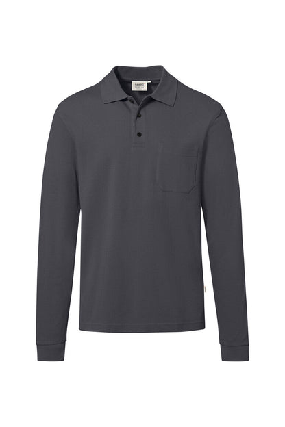 HAKRO Pocket-Longsleeve-Polo MIKRALINAR® ECO - Karbongrau - 1