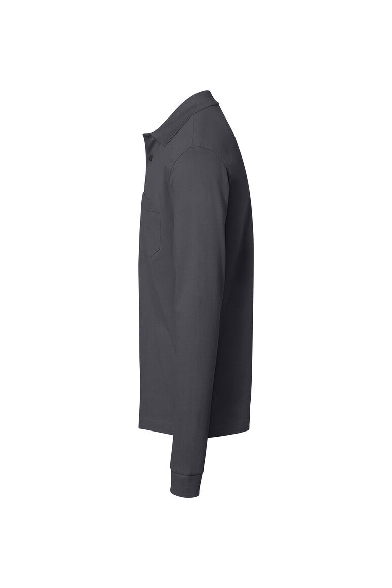 HAKRO Pocket-Longsleeve-Polo MIKRALINAR® ECO - Karbongrau - 2