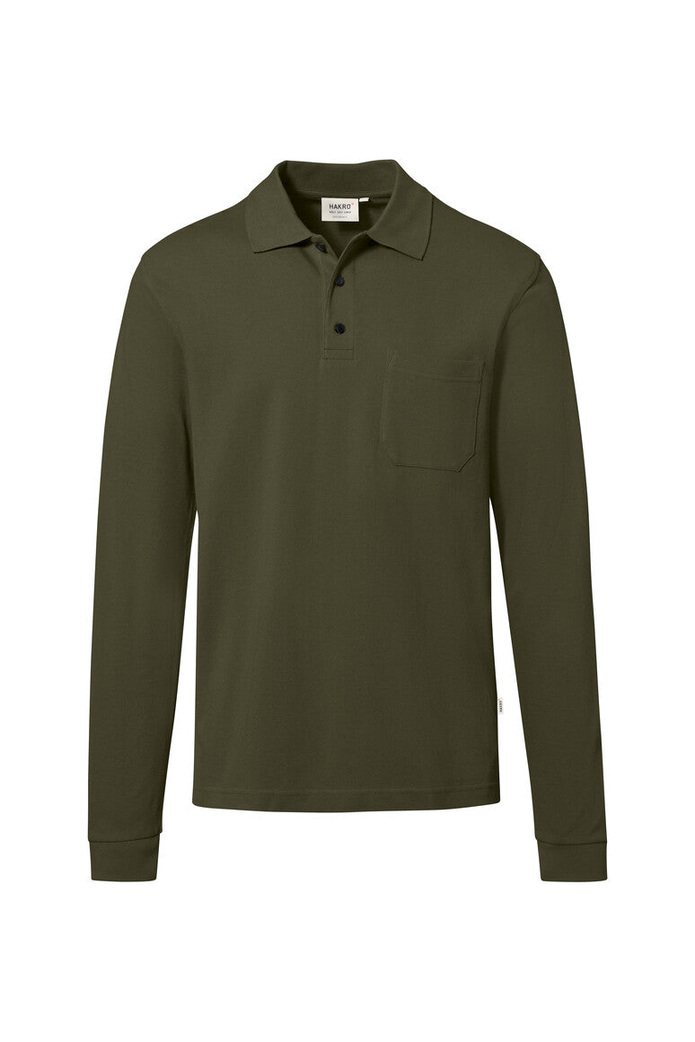 HAKRO Pocket-Longsleeve-Polo MIKRALINAR® ECO - Olive - 1