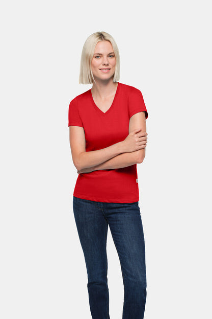 HAKRO Damen V-Shirt Classic - Rot - 5