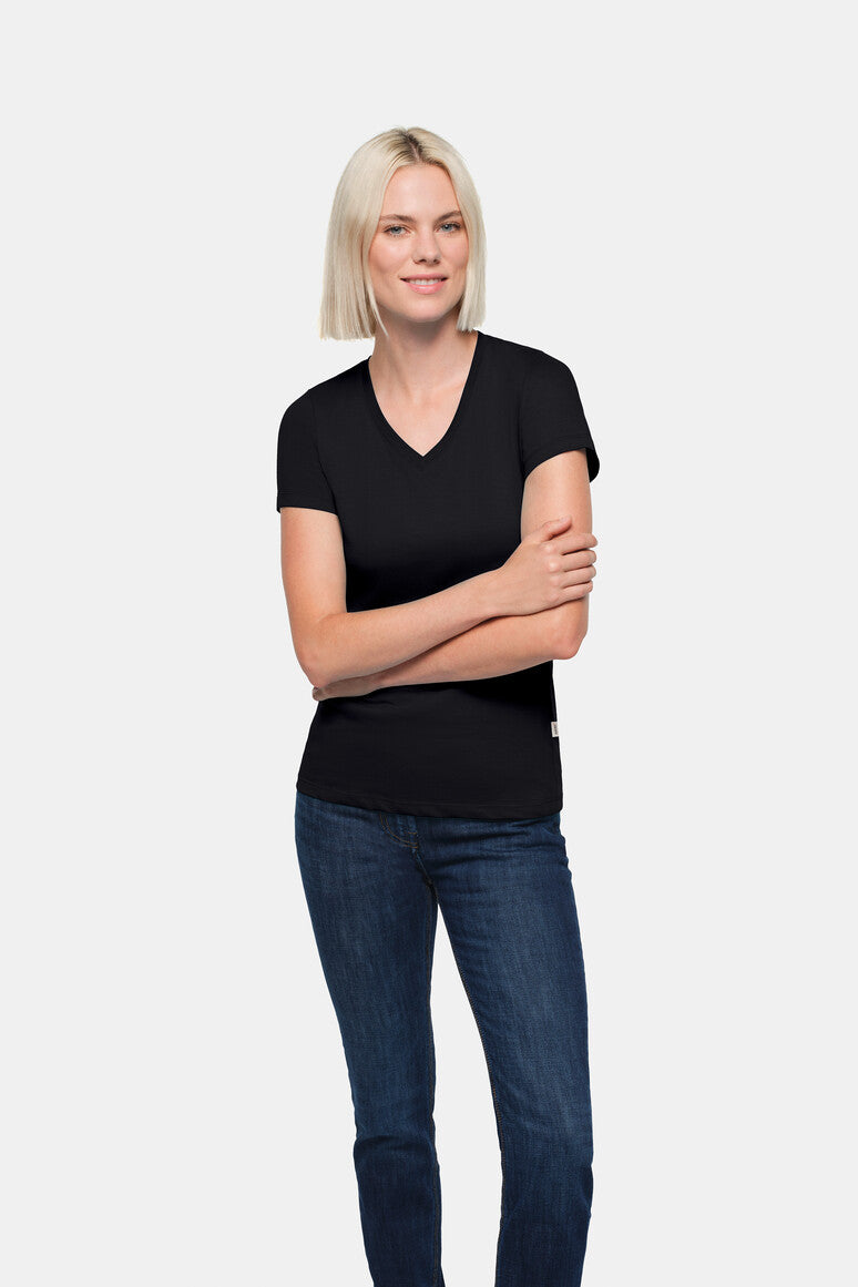 HAKRO Damen V-Shirt Classic - Schwarz - 5