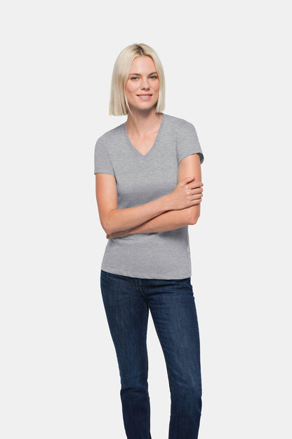 HAKRO Damen V-Shirt Classic - Grau meliert - 5