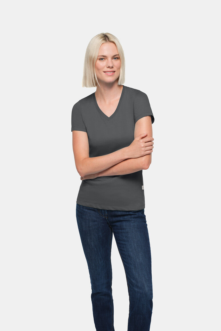 HAKRO Damen V-Shirt Classic - Anthrazit - 5