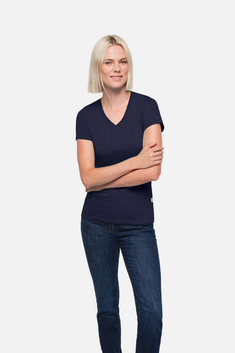 HAKRO Damen V-Shirt Classic - Tinte - 5