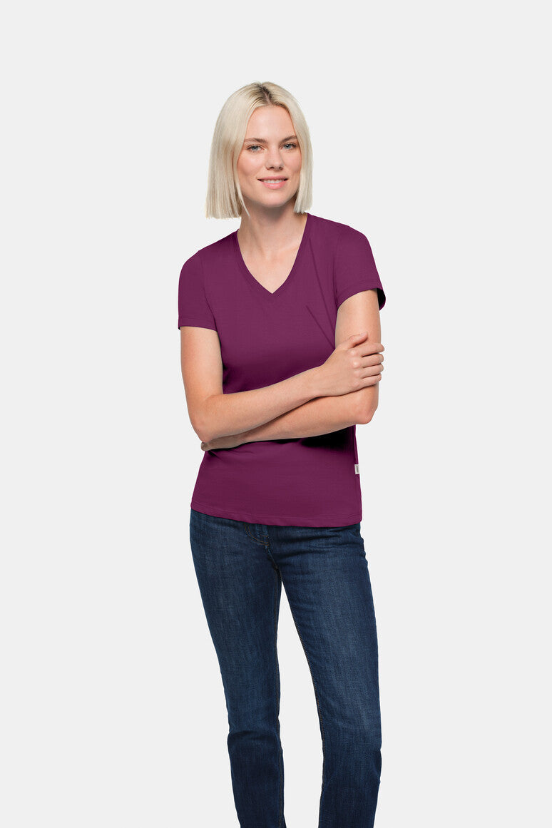 HAKRO Damen V-Shirt Classic - Aubergine - 5