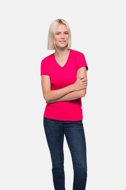 HAKRO Damen V-Shirt Classic - Magenta - 5