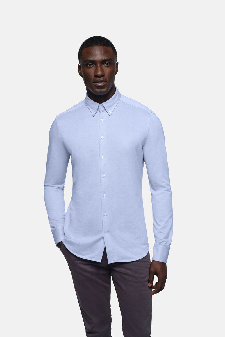 HAKRO Hemd Natural Stretch Regular - Ozeanblau - 5