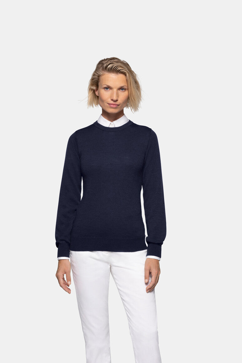 HAKRO Damen Pullover Merino-Wolle - Tinte - 5