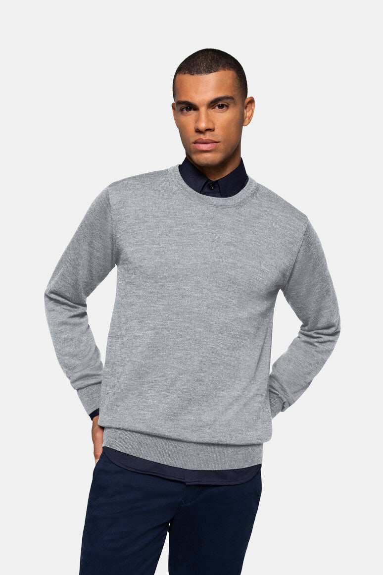 HAKRO Pullover Merino-Wolle - Grau meliert - 5
