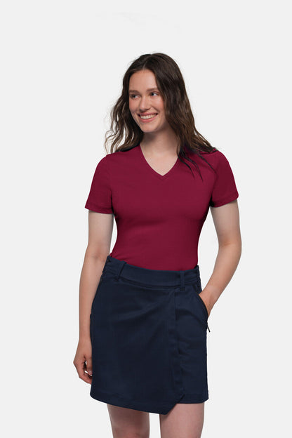 HAKRO COTTON TEC® Damen V-Shirt - Weinrot - 5