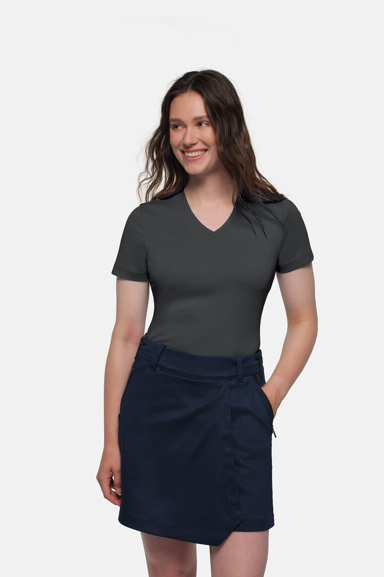 HAKRO COTTON TEC® Damen V-Shirt - Karbongrau - 5