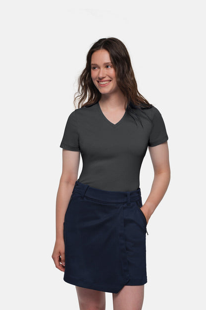 HAKRO COTTON TEC® Damen V-Shirt - Karbongrau - 5