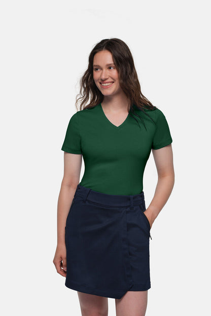 HAKRO COTTON TEC® Damen V-Shirt - Tanne - 5