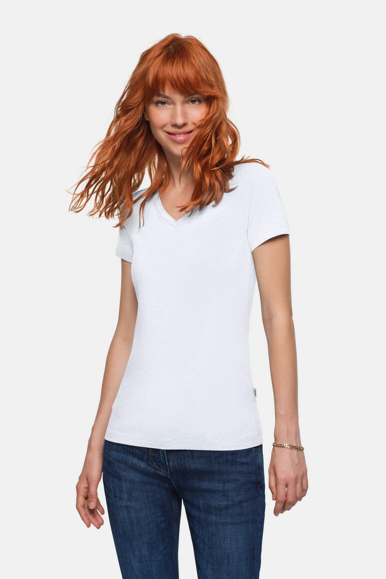 HAKRO Damen V-Shirt Stretch - Weiß - 5
