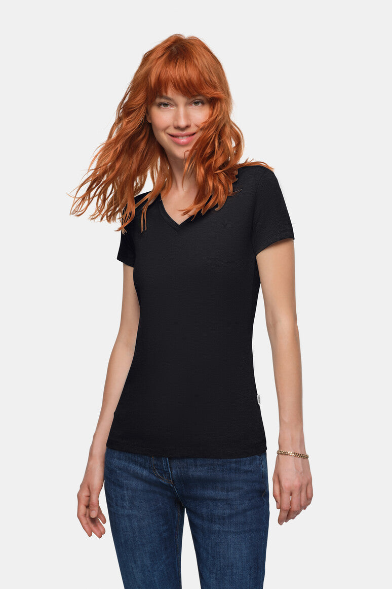 HAKRO Damen V-Shirt Stretch - Schwarz - 5