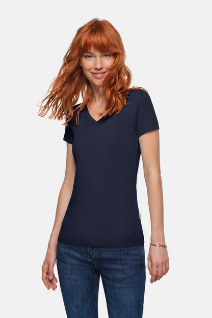 HAKRO Damen V-Shirt Stretch - Tinte - 5
