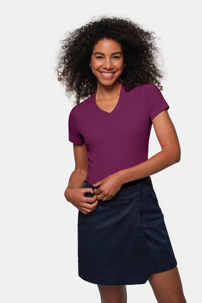 HAKRO Damen V-Shirt MIKRALINAR® - Aubergine - 5
