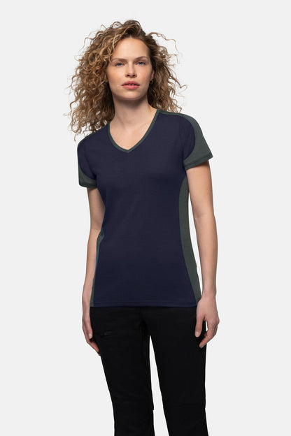 HAKRO Damen V-Shirt Contrast MIKRALINAR® - Tinte/anthrazit - 5