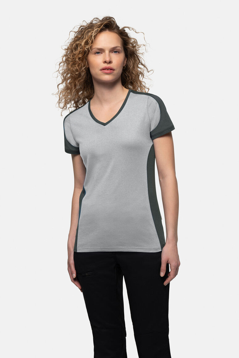 HAKRO Damen V-Shirt Contrast MIKRALINAR® - Titan/anthrazit - 5