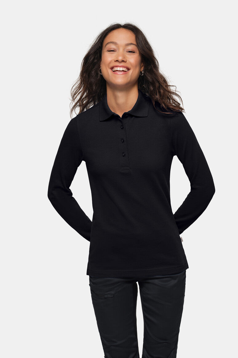 HAKRO Damen Longsleeve-Poloshirt MIKRALINAR® - Schwarz - 5