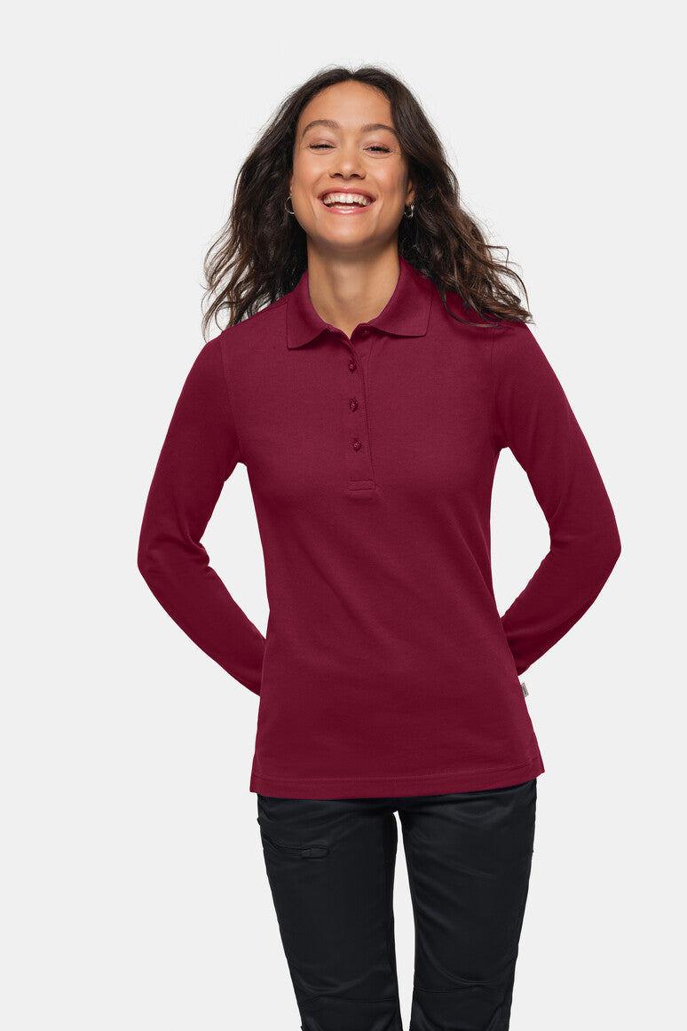 HAKRO Damen Longsleeve-Poloshirt MIKRALINAR® - Weinrot - 5